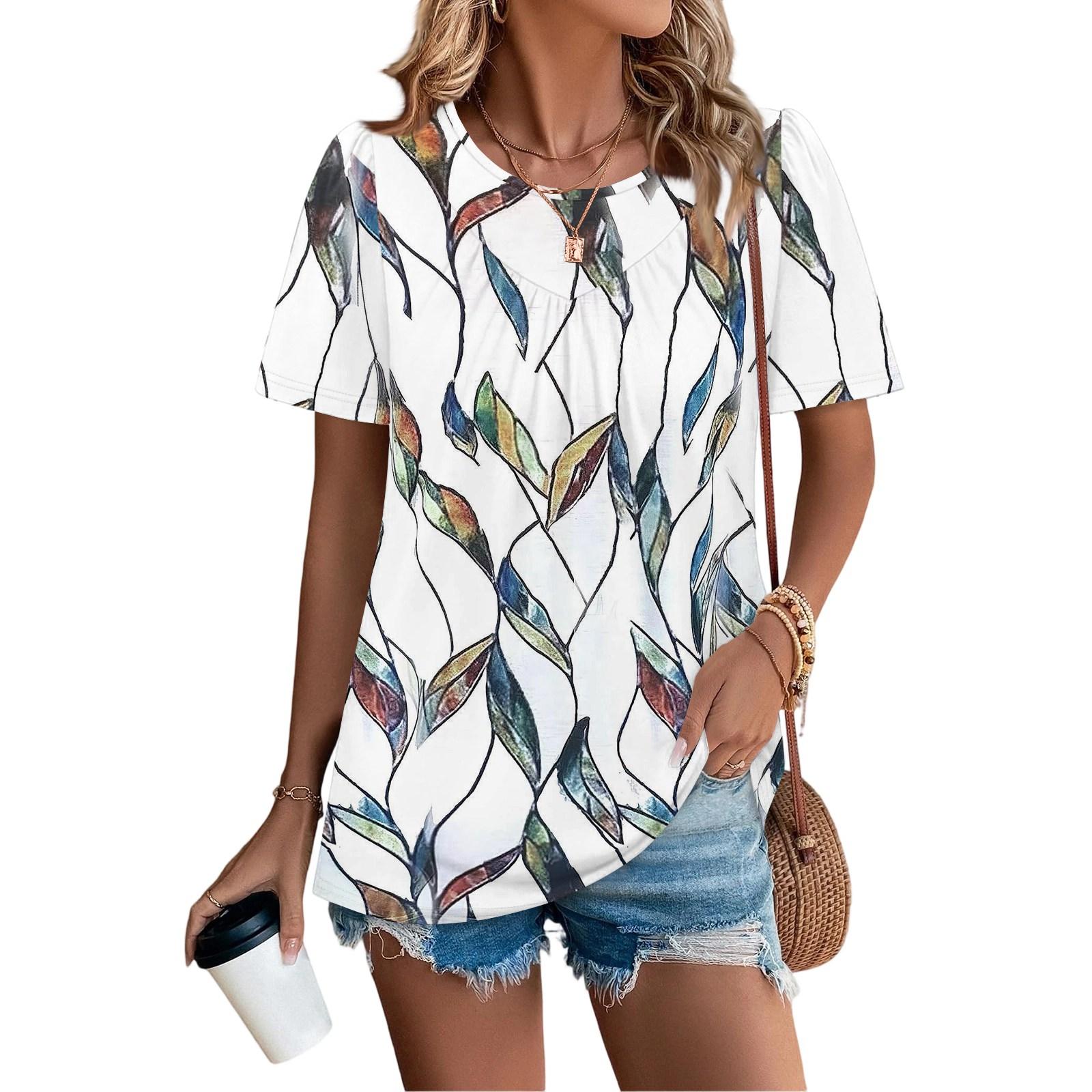 Women s Casual Fashion Round Neck Floral Printed Pleated Short Sleeve T,shirt Top S
Women s Casual Fashion Round Neck Floral Printed Pleated Short Sleeve T,shirt Top S