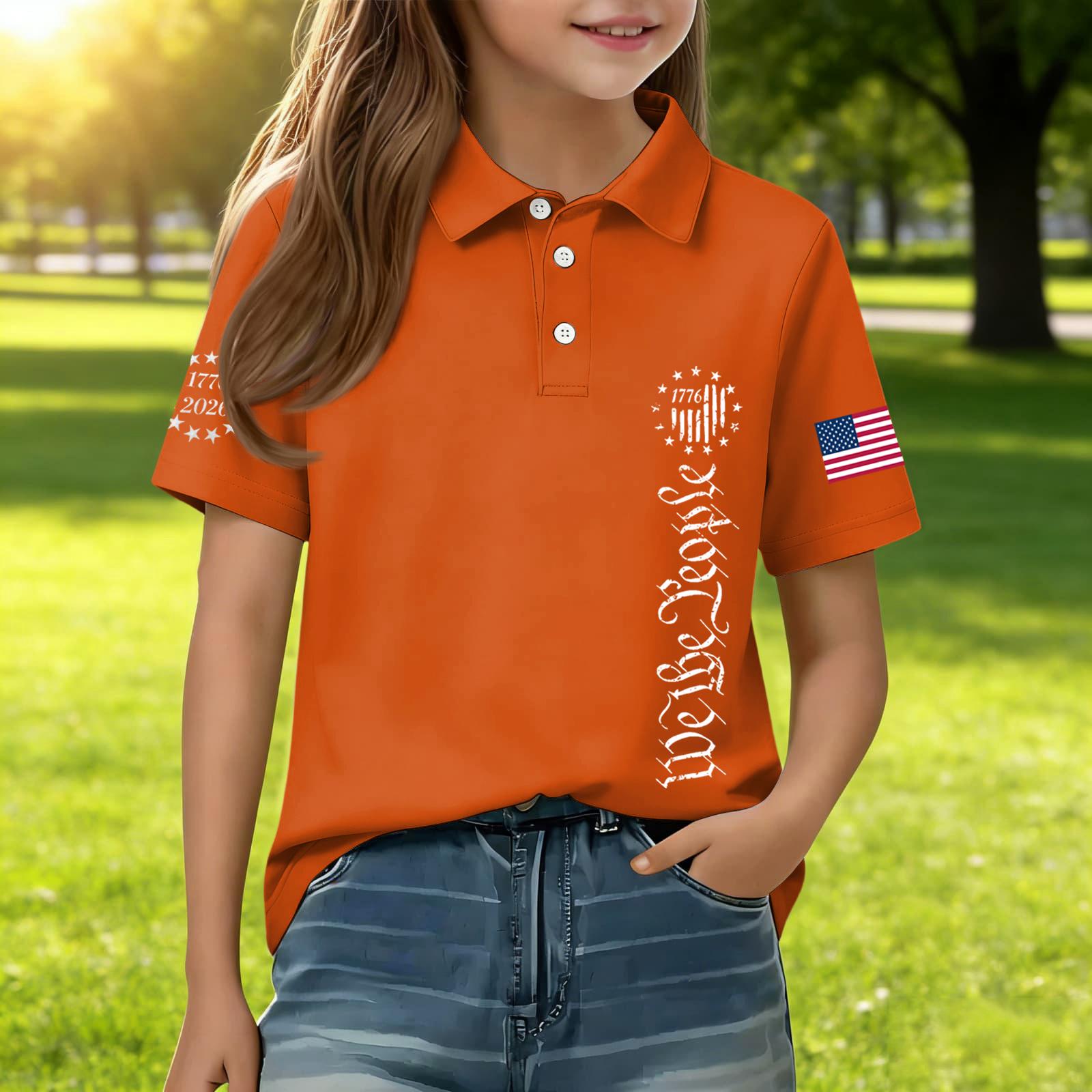 Kids Short Sleeve Polo Shirt Casual Daily Wear with Patriotic Print We The People and Flag Design Comfortable Fit 160
Kids Short Sleeve Polo Shirt Casual Daily Wear with Patriotic Print We The People and Flag Design Comfortable Fit 160