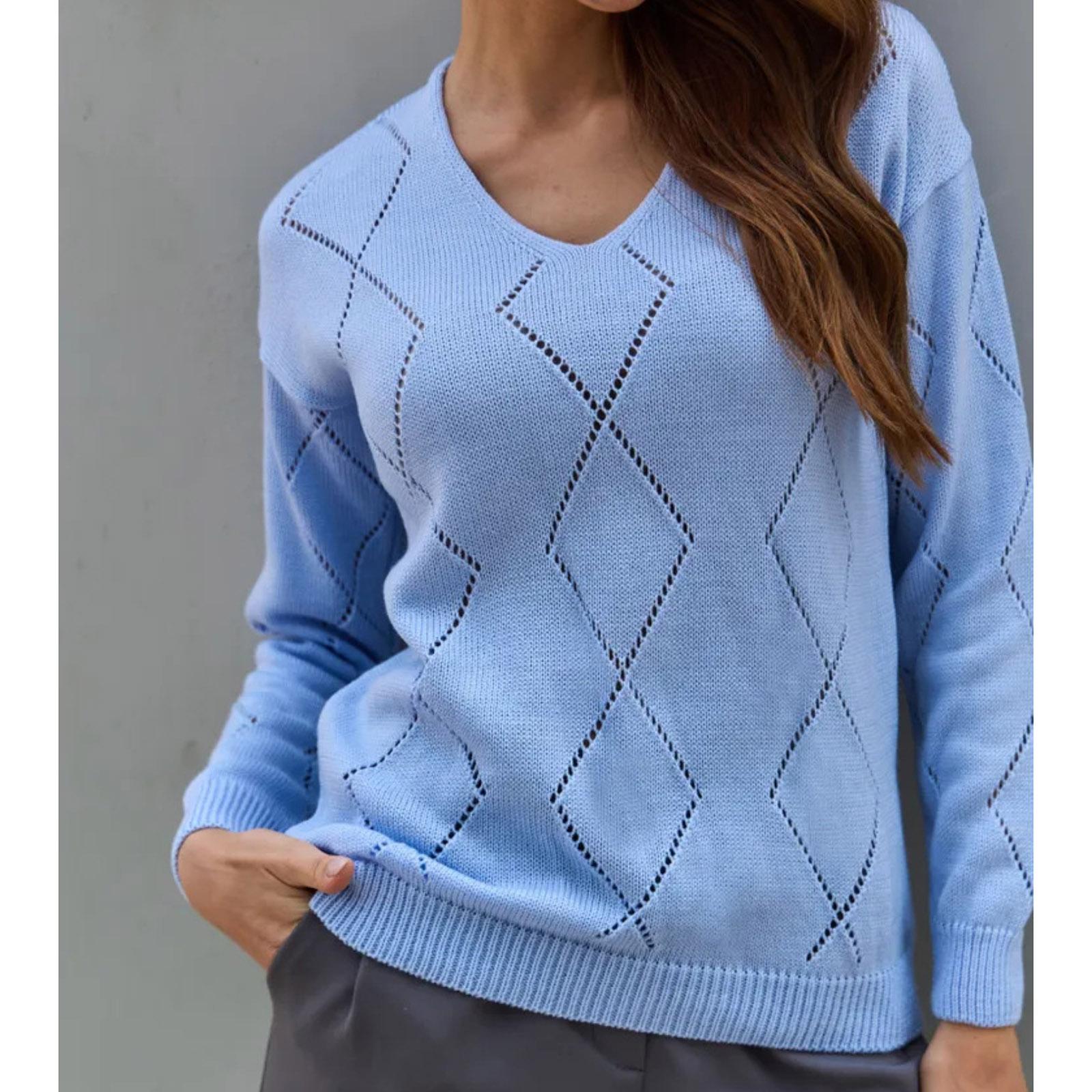 Eck Diamond Hollow Knitted Sweater For Women, Loose Fitting Long Sleeved Sweater One Size синій
Eck Diamond Hollow Knitted Sweater For Women, Loose Fitting Long Sleeved Sweater One Size синій