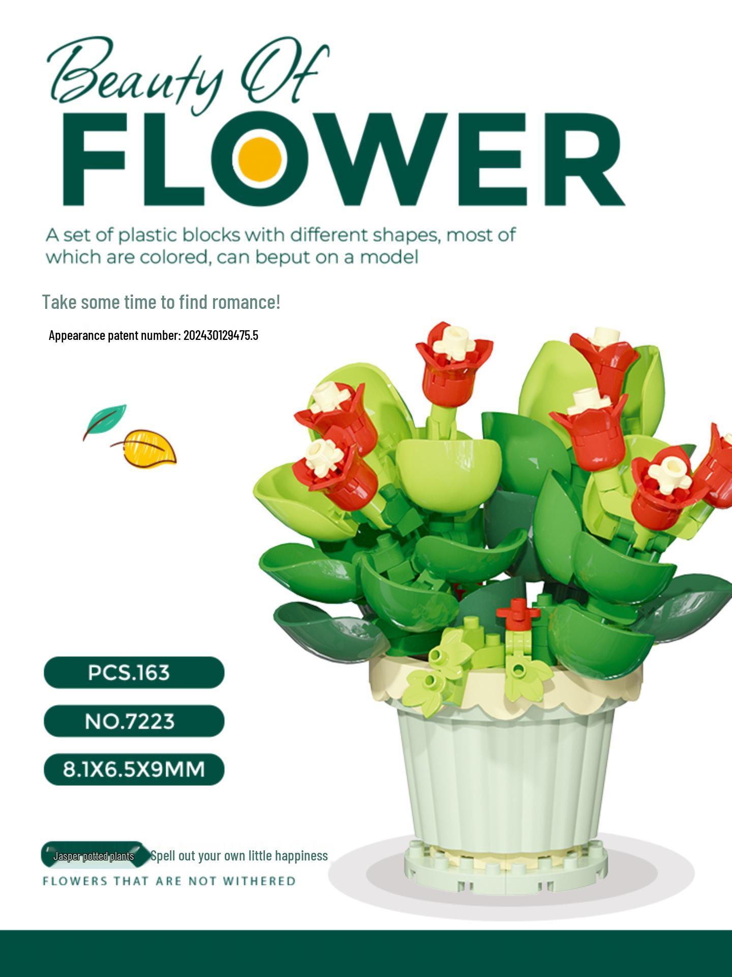 Вечная роза и подсолнух - Конструктор, свежие горшечные цветы для подарков на День святого Валентина и День учителя