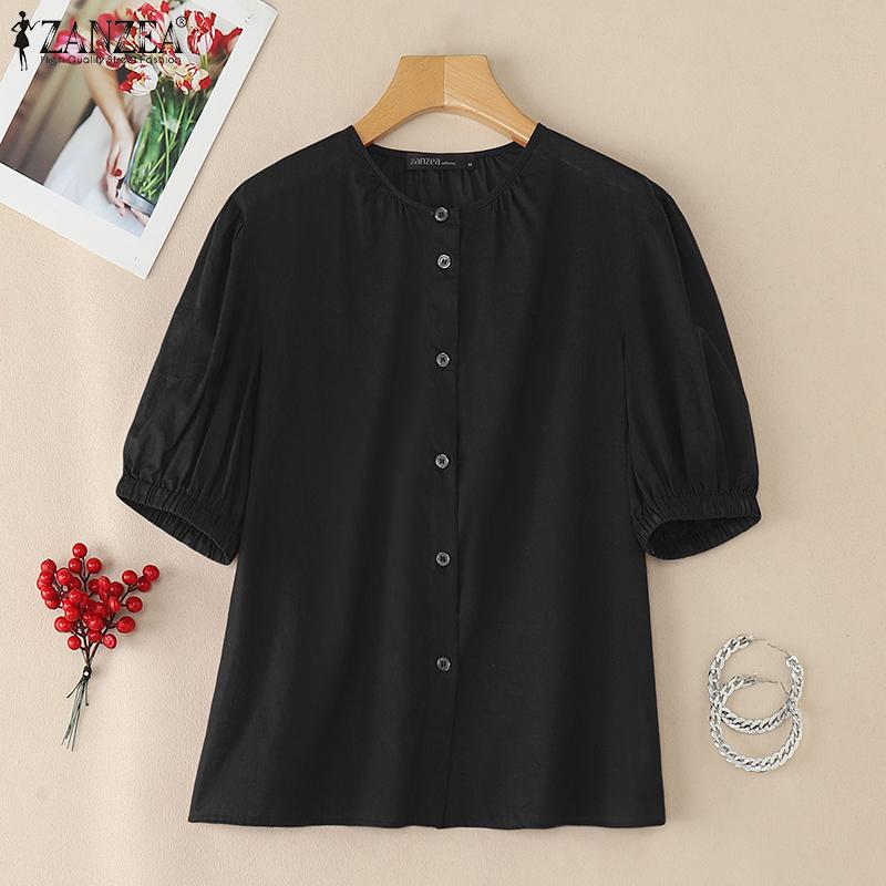 ZANZEA Женская блузка с коротким рукавом на пуговицах, полупрозрачная, повседневная, однотонная M чёрный
ZANZEA Женская блузка с коротким рукавом на пуговицах, полупрозрачная, повседневная, однотонная M чёрный
