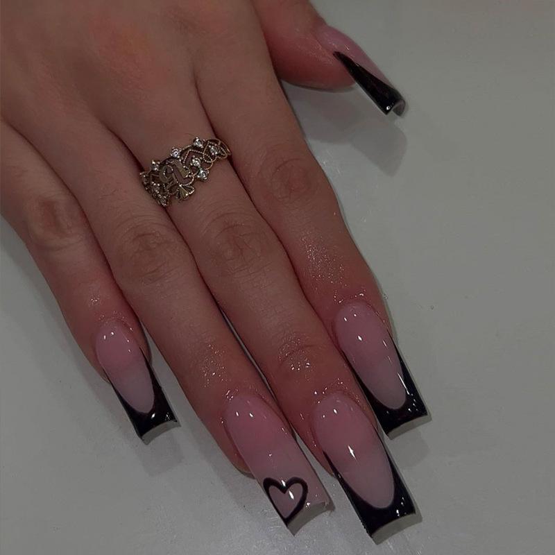 European & American Style Long Black Heart Nail Art Press-Ons – Simple Hot Girl Design, Removable Tips Glue Model
European & American Style Long Black Heart Nail Art Press-Ons – Simple Hot Girl Design, Removable Tips Glue Model