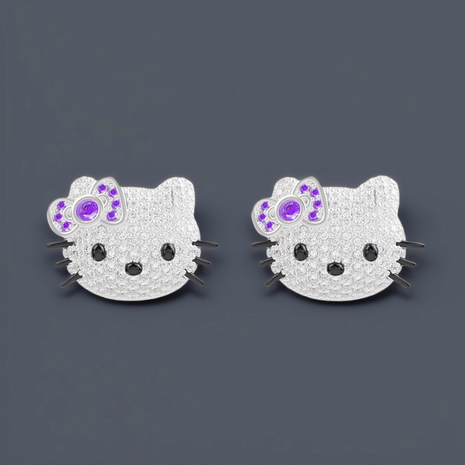 Personalized Cartoon Kitty Pink Full Diamond Stud Earrings For Men And Women Cute And Unique Hello Kitty Earrings
Personalized Cartoon Kitty Pink Full Diamond Stud Earrings For Men And Women Cute And Unique Hello Kitty Earrings