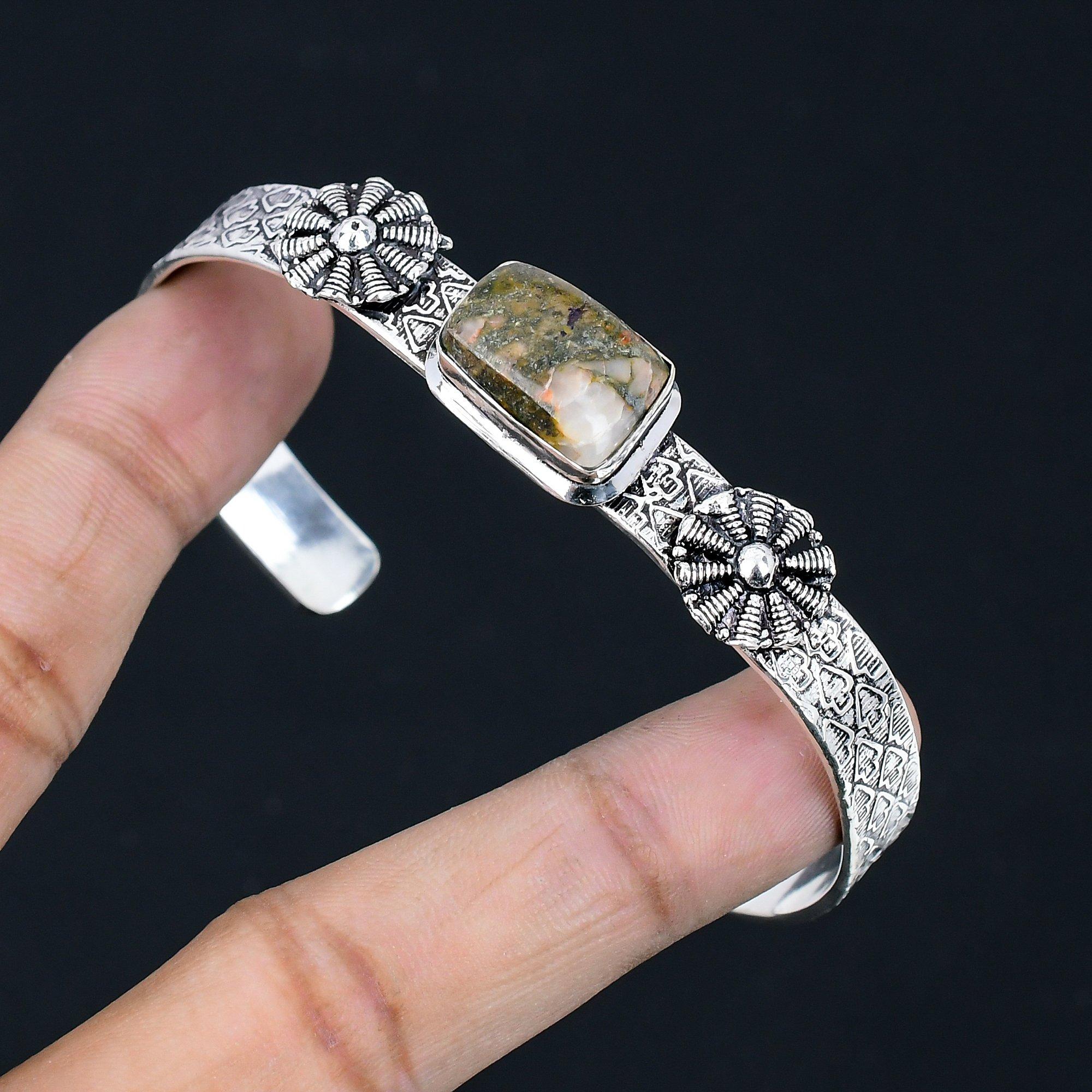 Daughters Day Sale Radiant Natural Unakite 925 Silver Wife Boho Bangle Bracelet Adjustable
Daughters Day Sale Radiant Natural Unakite 925 Silver Wife Boho Bangle Bracelet Adjustable