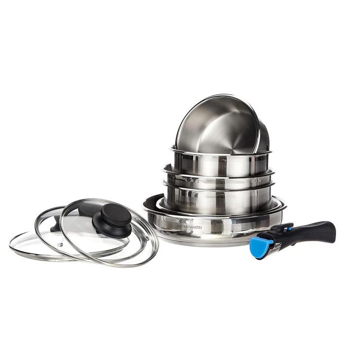 Batterie de Cuisine 10 Pièces Arthur Martin - Poêles et Casseroles en Inox avec Couvercles et Poignée Amovible
Batterie de Cuisine 10 Pièces Arthur Martin - Poêles et Casseroles en Inox avec Couvercles et Poignée Amovible