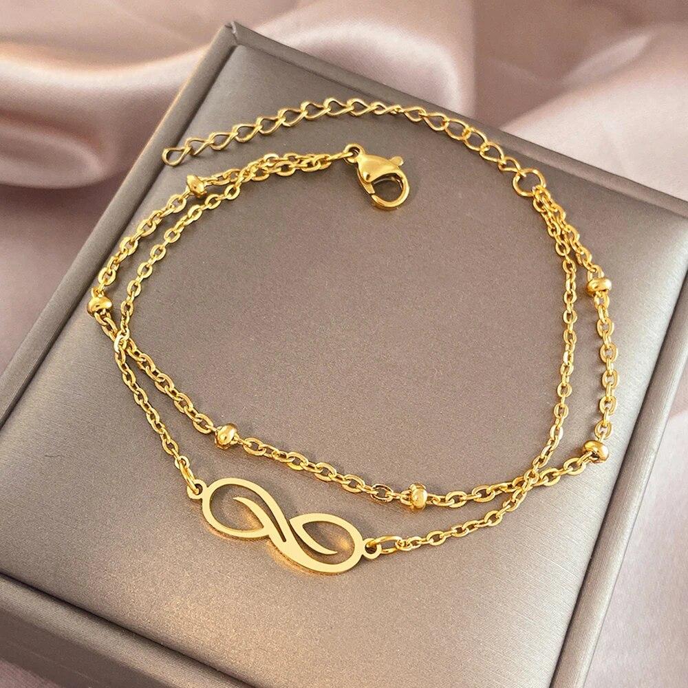 Stainless Steel Bracelets Korean Fashion Infinity Symbol Multi-layer Bead Chain Charms Bracelet For Women Jewelry Girl Kpop Gift
Stainless Steel Bracelets Korean Fashion Infinity Symbol Multi-layer Bead Chain Charms Bracelet For Women Jewelry Girl Kpop Gift