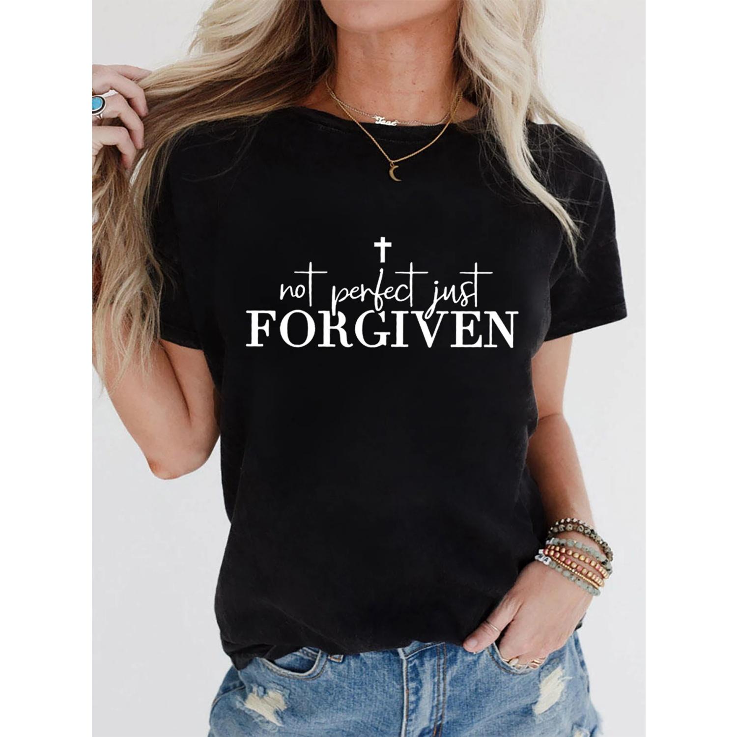 Forgiven Print Faith T-Shirt, Short Sleeve Crew Neck Casual Top For Summer & Spring, Women s Clothing XXXXXL чорний
Forgiven Print Faith T-Shirt, Short Sleeve Crew Neck Casual Top For Summer & Spring, Women s Clothing XXXXXL чорний
