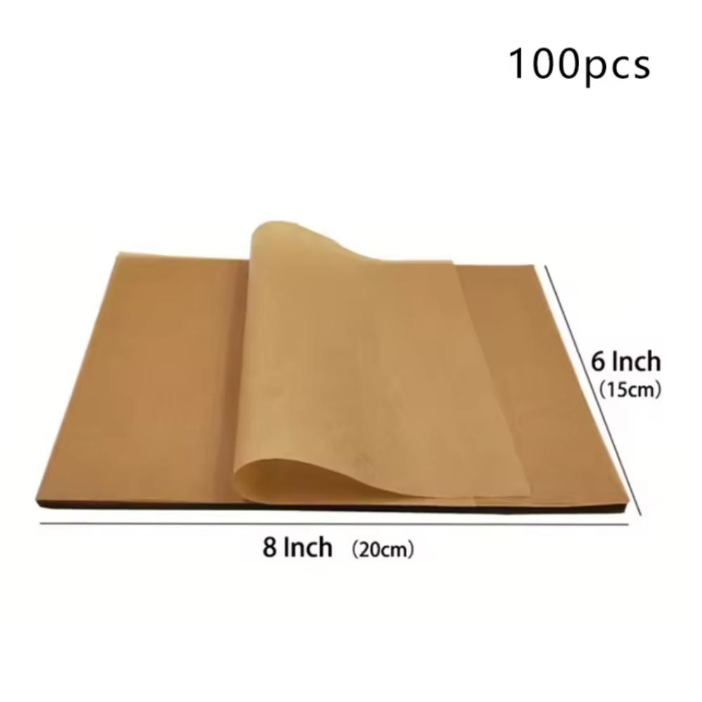 100 шт. Пергаментная бумага для выпечки, листы, антипригарная, предварительно нарезанная, пергамент для выпечки, бумага для выпечки, не скручивается, не горит, вощеная бумага