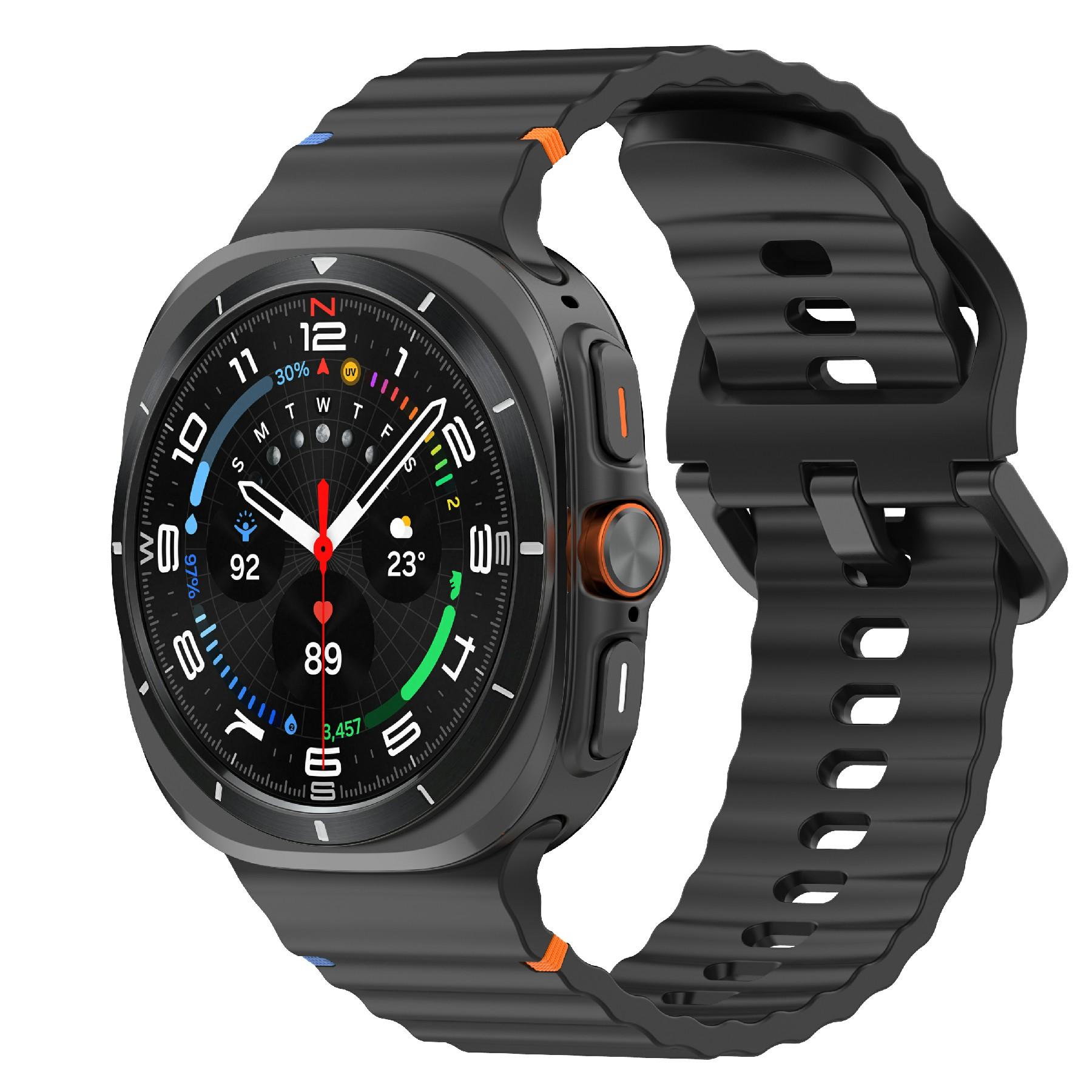 For Samsung Galaxy Watch Ultra 47mm Watch Band Wave Pattern Stitched Design Silicone Wrist Strap Black
For Samsung Galaxy Watch Ultra 47mm Watch Band Wave Pattern Stitched Design Silicone Wrist Strap Black