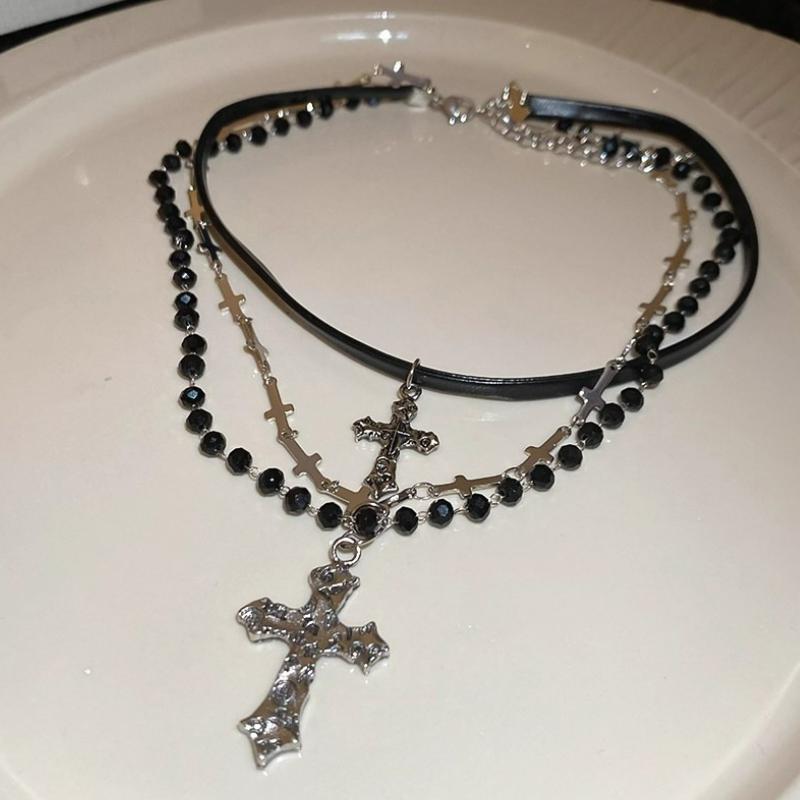 Gothic Dark Style Beaded Thorns Rivet Cross Pendant Necklace Women s Punk Vintage Double Layer Chain Choker Jewelry Accessory
Gothic Dark Style Beaded Thorns Rivet Cross Pendant Necklace Women s Punk Vintage Double Layer Chain Choker Jewelry Accessory
