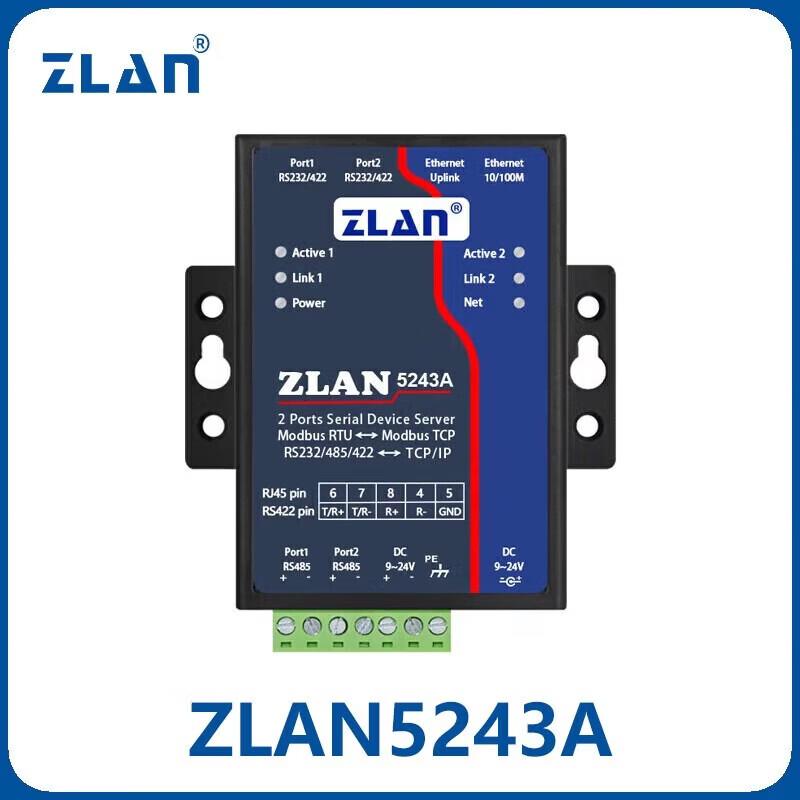 ZLAN Industrial Dual Serial Port to Ethernet Converter
ZLAN Industrial Dual Serial Port to Ethernet Converter