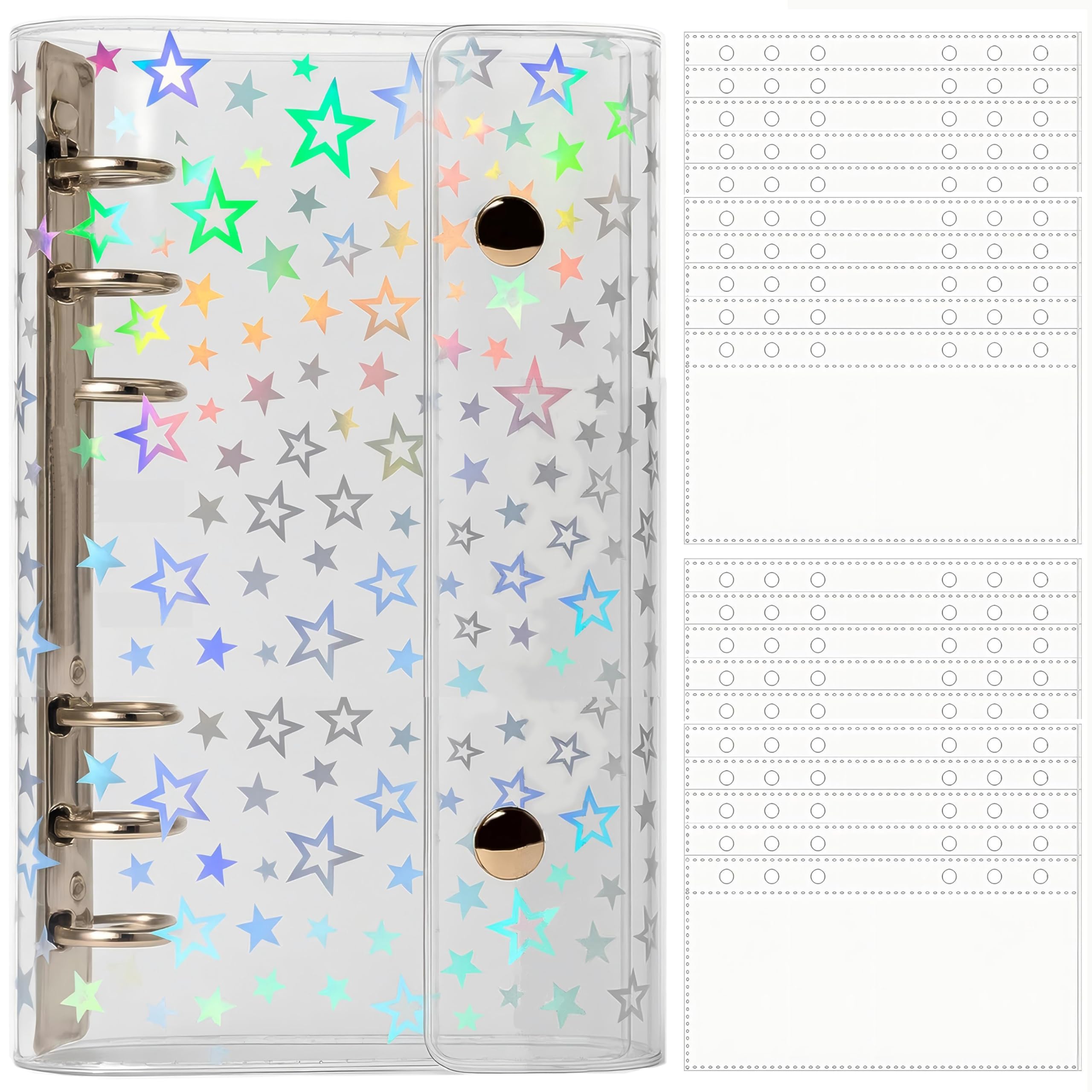 Virtarlux Transparent Girl Sticker Album A6 Refillable Binder 20 Sheets Clear 6-Hole Micro Sticker Storage Oshi Activities Hologram Star Pattern
Virtarlux Transparent Girl Sticker Album A6 Refillable Binder 20 Sheets Clear 6-Hole Micro Sticker Storage Oshi Activities Hologram Star Pattern