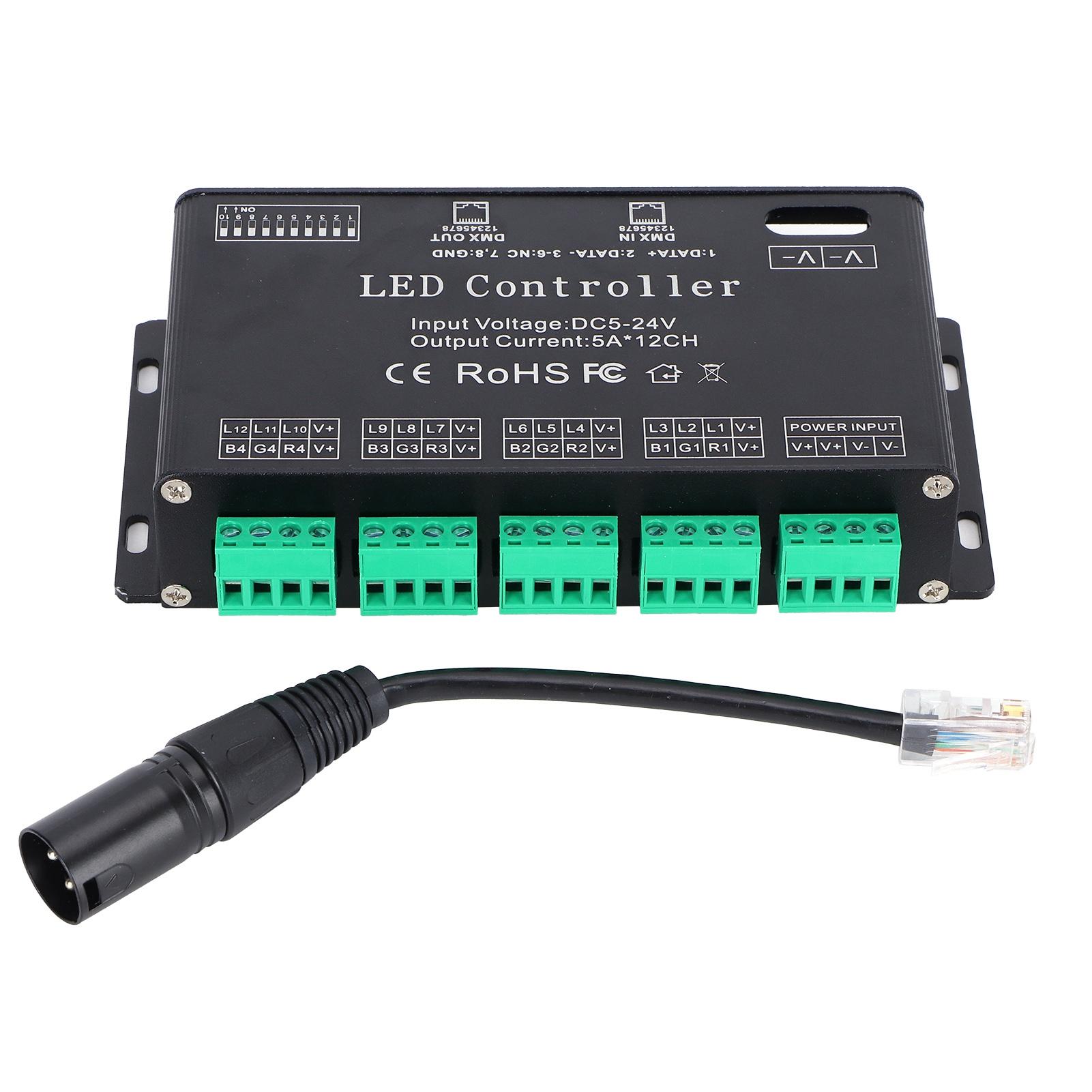 12-канальный DMX-декодер постоянного тока RGB-контроллер светодиодной ленты DMX512 декодер DC5-24V
12-канальный DMX-декодер постоянного тока RGB-контроллер светодиодной ленты DMX512 декодер DC5-24V