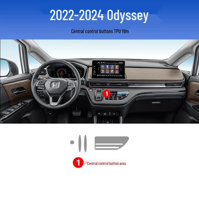 Комплект защитных и декоративных пленок для интерьера Honda Odyssey: Включает пленку для фар, центральную консоль, экран навигации, аксессуары для рычага переключения передач.
Комплект защитных и декоративных пленок для интерьера Honda Odyssey: Включает пленку для фар, центральную консоль, экран навигации, аксессуары для рычага переключения передач.