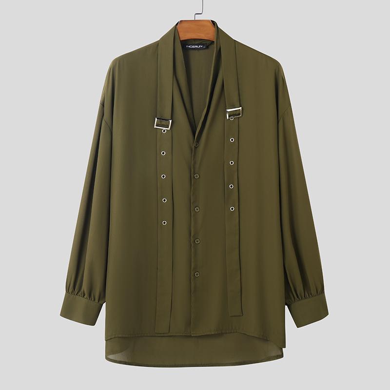 INCERUN Oversized Men Long Sleeve Shoulder Belt Buttons High Low Casual Shirts 2XL зелений
INCERUN Oversized Men Long Sleeve Shoulder Belt Buttons High Low Casual Shirts 2XL зелений