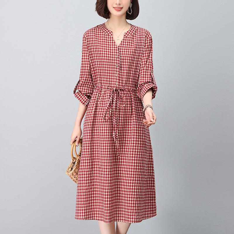 Women s 2024 Autumn Retro Plaid Cotton-Linen Long Sleeve Dress with Waist-Slimming Design XL (125-140 pounds)
Women s 2024 Autumn Retro Plaid Cotton-Linen Long Sleeve Dress with Waist-Slimming Design XL (125-140 pounds)