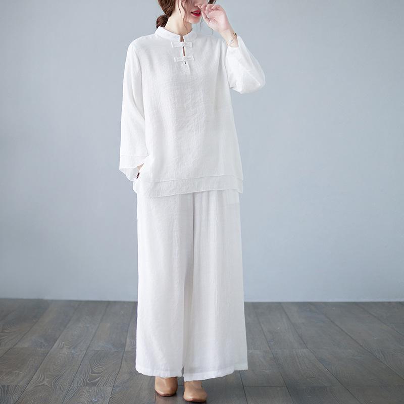 Long Sleeve Yoga Suit Set with Frog Button Top & Wide Leg Pants for Women - Zen Tea Style Medium білий
Long Sleeve Yoga Suit Set with Frog Button Top & Wide Leg Pants for Women - Zen Tea Style Medium білий