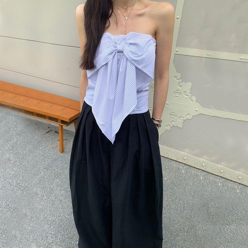 Дизайн для особых интересов Винтажный принт в полоску Банты Топ-труба Жилет Женский Летний Стройнящий Сексуальный Необычный Топ Blue S
Дизайн для особых интересов Винтажный принт в полоску Банты Топ-труба Жилет Женский Летний Стройнящий Сексуальный Необычный Топ Blue S