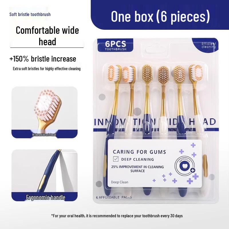 6-Pack Soft Bristle Toothbrushes with Wide Head and Anti-slip Handle for Deep Clean and Stain Removal
6-Pack Soft Bristle Toothbrushes with Wide Head and Anti-slip Handle for Deep Clean and Stain Removal