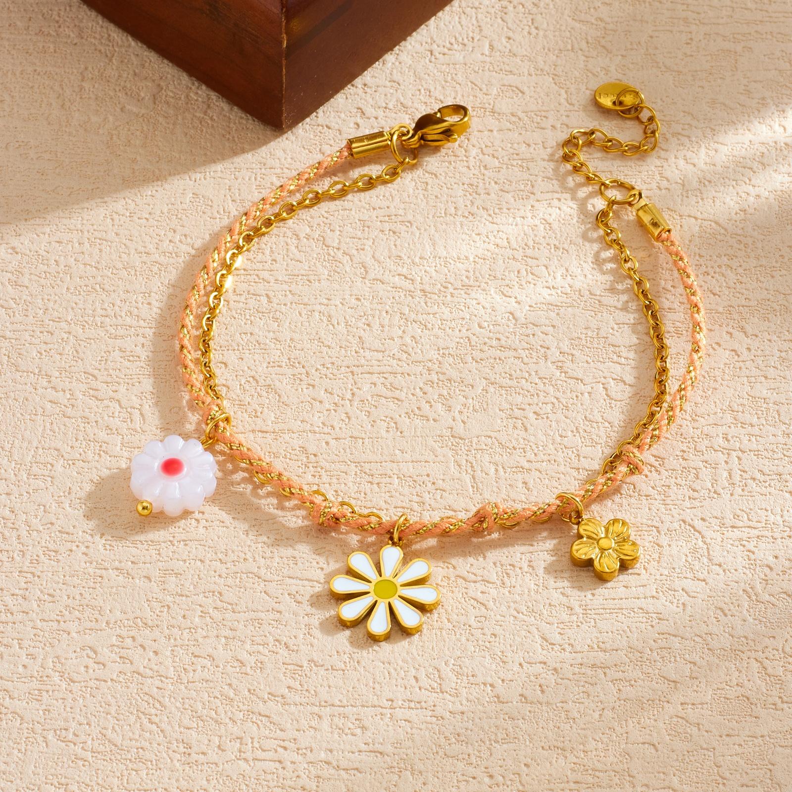 316L Stainless Steel Cute Delicate Daisy Flower Braided Gold Color Chain Bracelet For Women Fashion Trendy Jewelry Gift Party
316L Stainless Steel Cute Delicate Daisy Flower Braided Gold Color Chain Bracelet For Women Fashion Trendy Jewelry Gift Party