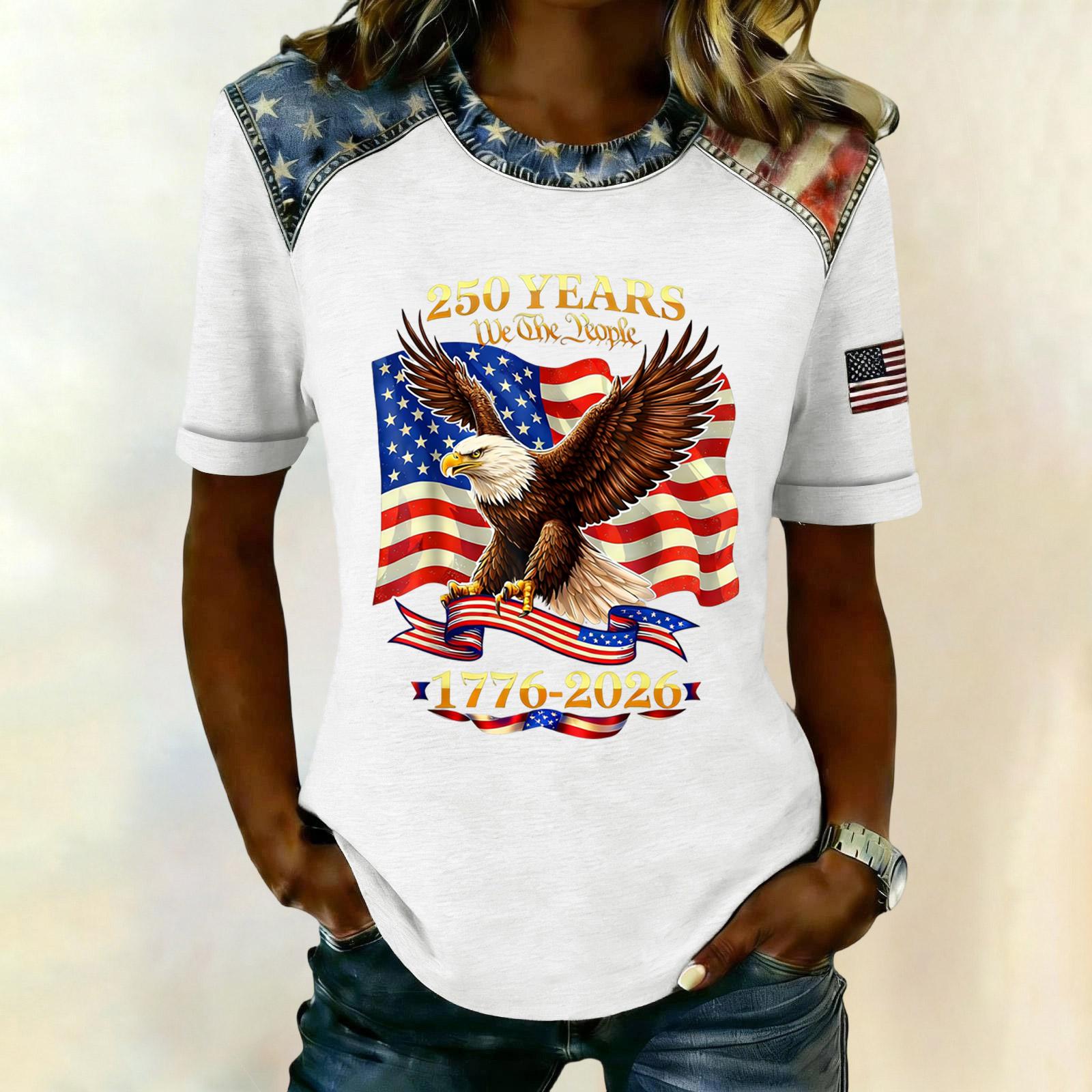 Women Casual Short Sleeve T Shirt 250 Years Commemorative Graphic Print Top Patriotic Eagle Design Lightweight Relaxed Fit Tee XL білий
Women Casual Short Sleeve T Shirt 250 Years Commemorative Graphic Print Top Patriotic Eagle Design Lightweight Relaxed Fit Tee XL білий