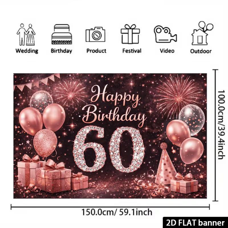 2D Rose Gold Balloon & Fireworks 60th Birthday Backdrop for Photo Booth 47.2x31.5inch/120*80cm
2D Rose Gold Balloon & Fireworks 60th Birthday Backdrop for Photo Booth 47.2x31.5inch/120*80cm