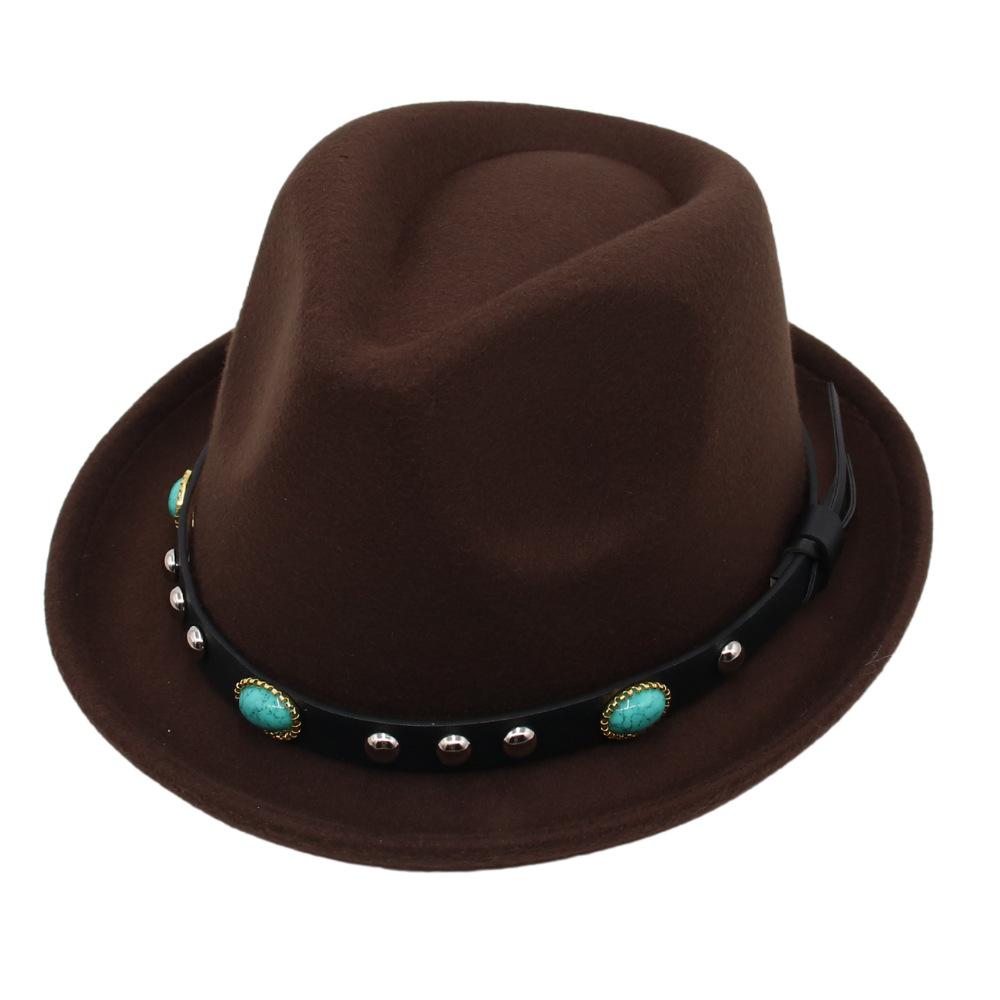 European And American Style Imitation Turquoise Woolen Hat Men S And Women S Casual Curled Short-Brimmed Jazz Hat British Retro Gentleman S Top Hat M adult one size fits all (56-58cm) темно-коричневого кольору
European And American Style Imitation Turquoise Woolen Hat Men S And Women S Casual Curled Short-Brimmed Jazz Hat British Retro Gentleman S Top Hat M adult one size fits all (56-58cm) темно-коричневого кольору