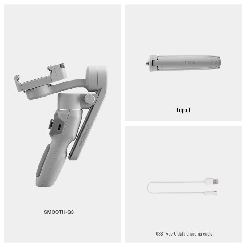 Zhiyun Smooth Q3 Mobile Gimbal: Three-Axis Stabilizer for Anti-Shake Vlogging.
Zhiyun Smooth Q3 Mobile Gimbal: Three-Axis Stabilizer for Anti-Shake Vlogging.