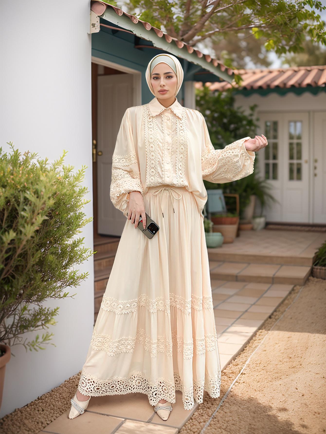 Комплект женский кружевной топ с пышными рукавами и миди-юбка-свинг в ближневосточном стиле Medium
Комплект женский кружевной топ с пышными рукавами и миди-юбка-свинг в ближневосточном стиле Medium