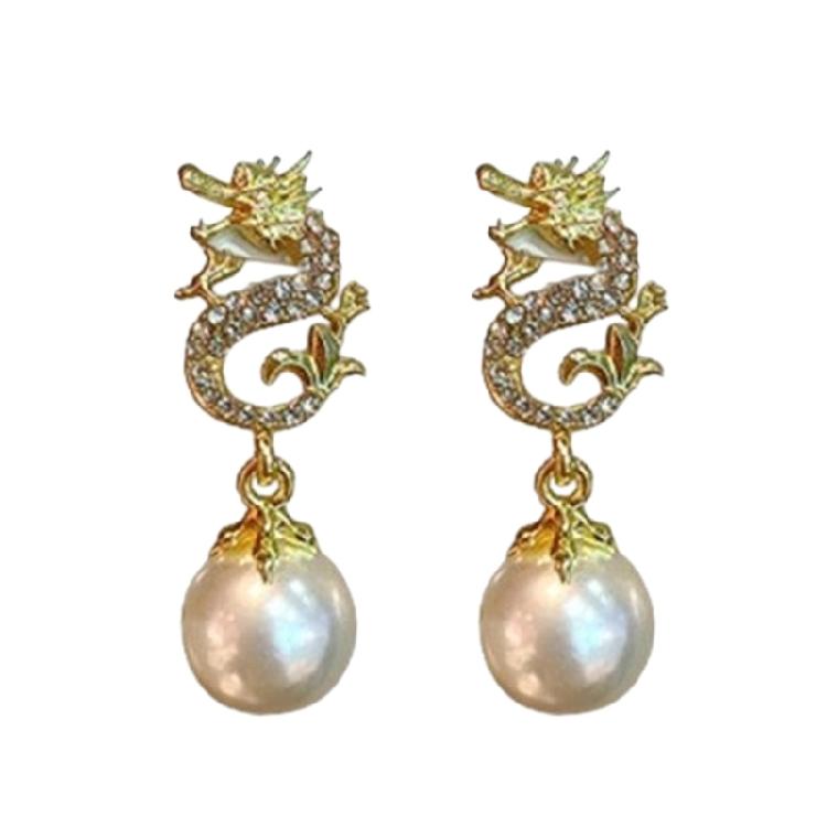 Delicate Dragon Year Ear Studs with Diamond Embellished Stylish Drop Ear Rings
Delicate Dragon Year Ear Studs with Diamond Embellished Stylish Drop Ear Rings