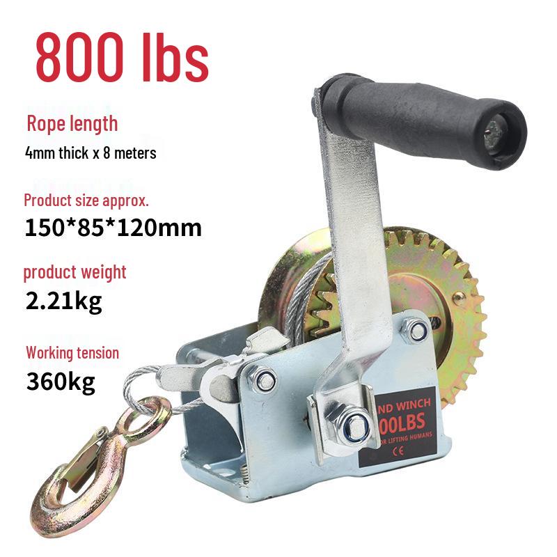 Self-Locking 800 lbs Manual Hand Winch - Small Household Hoist & Rope Winder
Self-Locking 800 lbs Manual Hand Winch - Small Household Hoist & Rope Winder