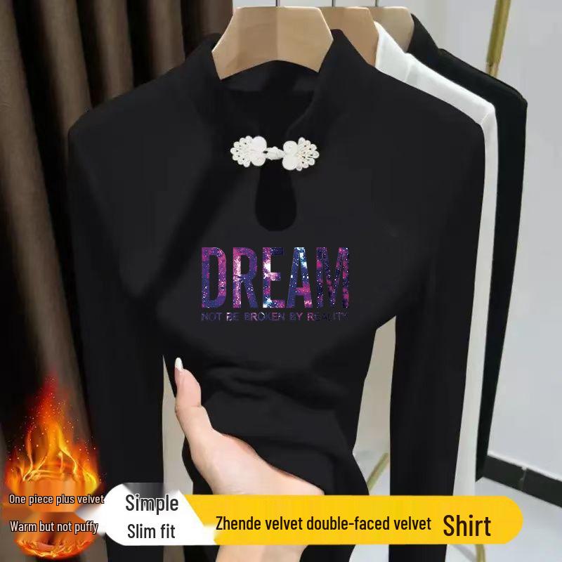 Women s Autumn/Winter National Style Long Sleeve Stand Collar T-Shirt with Frog Button & Water Drop Print. L (100-115 jin)
Women s Autumn/Winter National Style Long Sleeve Stand Collar T-Shirt with Frog Button & Water Drop Print. L (100-115 jin)