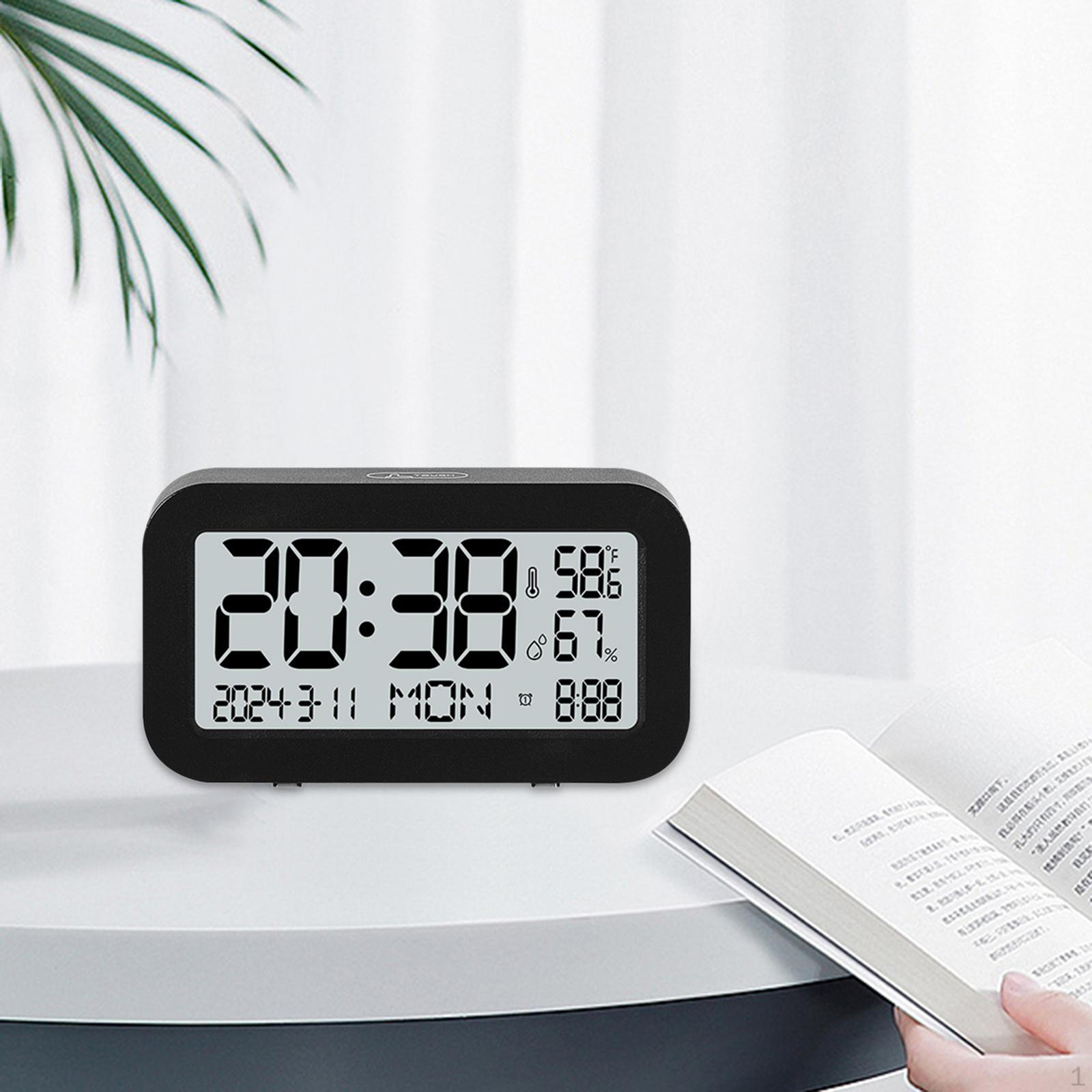 Будильник цифровой ЖК-дисплей многофункциональный большой спальня прикроватный чёрный