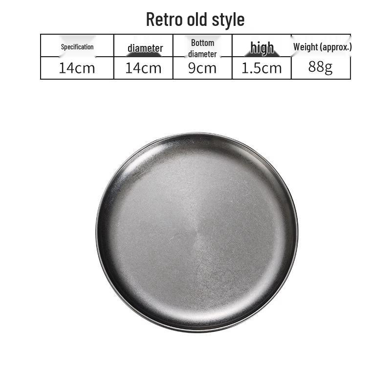 Vintage Japanese Stainless Steel Round Plate: Fruit, Dessert, Retro BBQ, Bone Spit, and Cake Serving Tray.
Vintage Japanese Stainless Steel Round Plate: Fruit, Dessert, Retro BBQ, Bone Spit, and Cake Serving Tray.