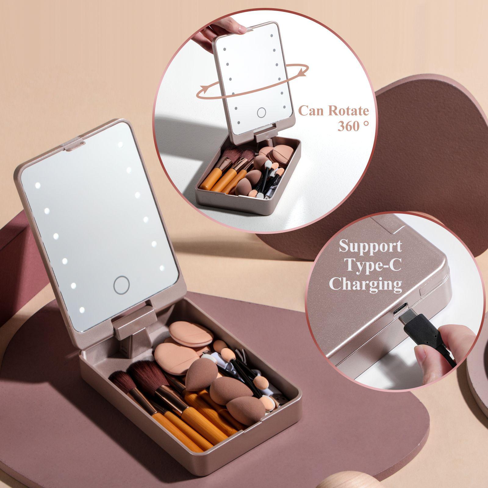 Portable Travel Makeup Brush Set with Bamboo Handles, LED Mirror, and Mini Beauty Sponge - 5 Pieces
Portable Travel Makeup Brush Set with Bamboo Handles, LED Mirror, and Mini Beauty Sponge - 5 Pieces