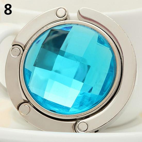 Складна вішалка для сумки, зручний настільний гачок, круглий тримач зі стразами озеро синього кольору
Складна вішалка для сумки, зручний настільний гачок, круглий тримач зі стразами озеро синього кольору