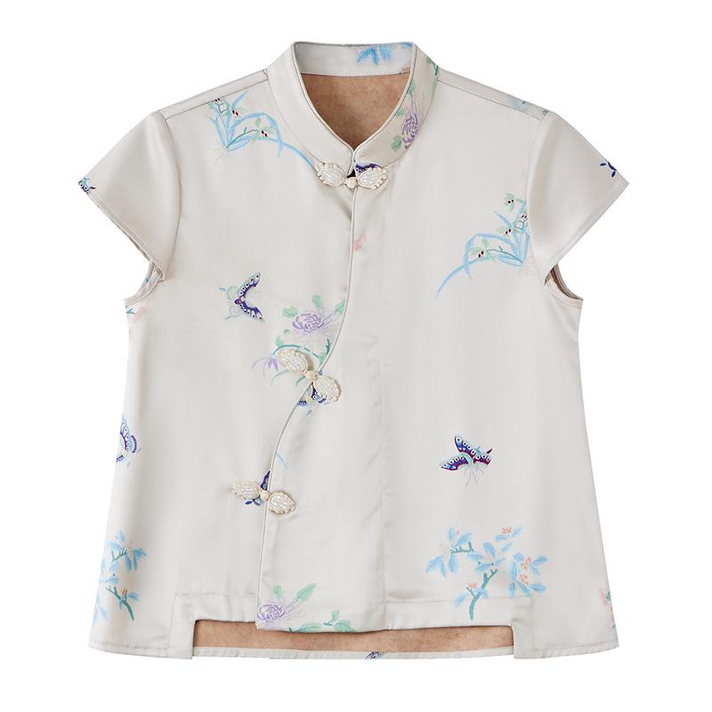 Mom s Stylish Summer Two-Piece Set: Mid-Aged Women s Chinese Style Short-Sleeve Shirt + Skirt Pants. XL for 90-109 Jin
Mom s Stylish Summer Two-Piece Set: Mid-Aged Women s Chinese Style Short-Sleeve Shirt + Skirt Pants. XL for 90-109 Jin