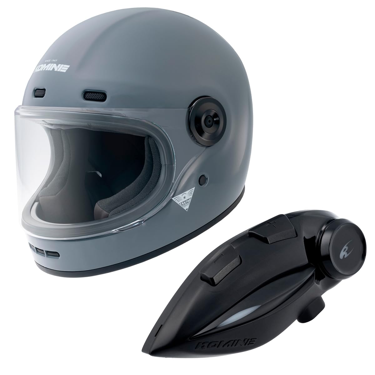 Komine Neo Retro Full Face Helmet Motorcycle Intercom Basalt Gray XL HK-190 + KK-902
Komine Neo Retro Full Face Helmet Motorcycle Intercom Basalt Gray XL HK-190 + KK-902