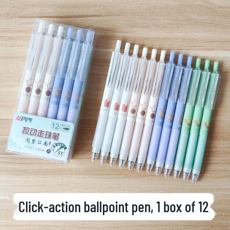 12-Pack Clickable Ballpoint Pens with 0.5mm Refillable ST Needle Tip for Exams, Black Water-Based Ink 12 pens per box
12-Pack Clickable Ballpoint Pens with 0.5mm Refillable ST Needle Tip for Exams, Black Water-Based Ink 12 pens per box