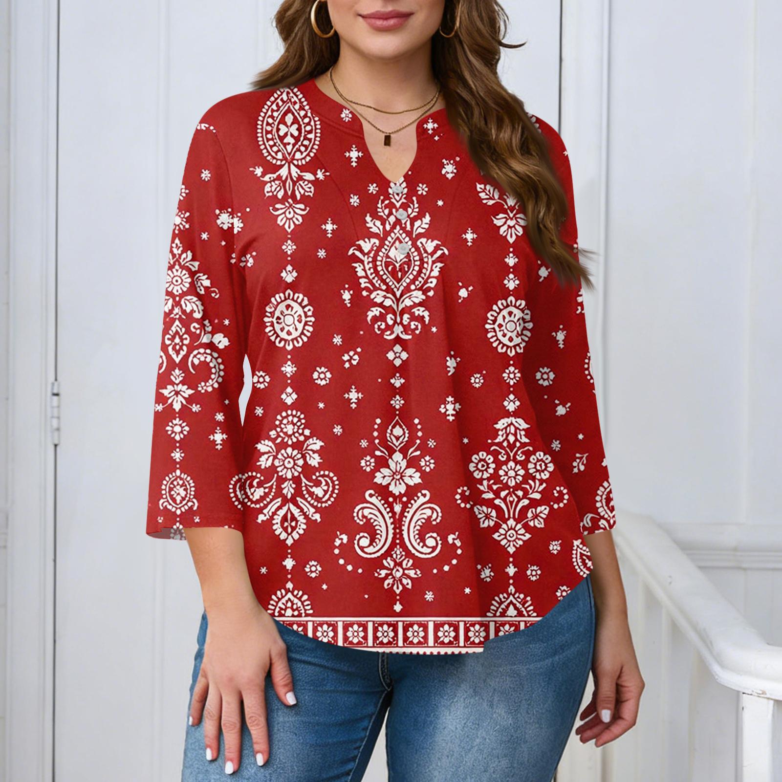 Women’s Plus Size 34 Sleeve Tunic Top with Vintage Floral Pattern Loose Fit V Neck Blouse Casual Wear XXXXXL красный
Women’s Plus Size 34 Sleeve Tunic Top with Vintage Floral Pattern Loose Fit V Neck Blouse Casual Wear XXXXXL красный