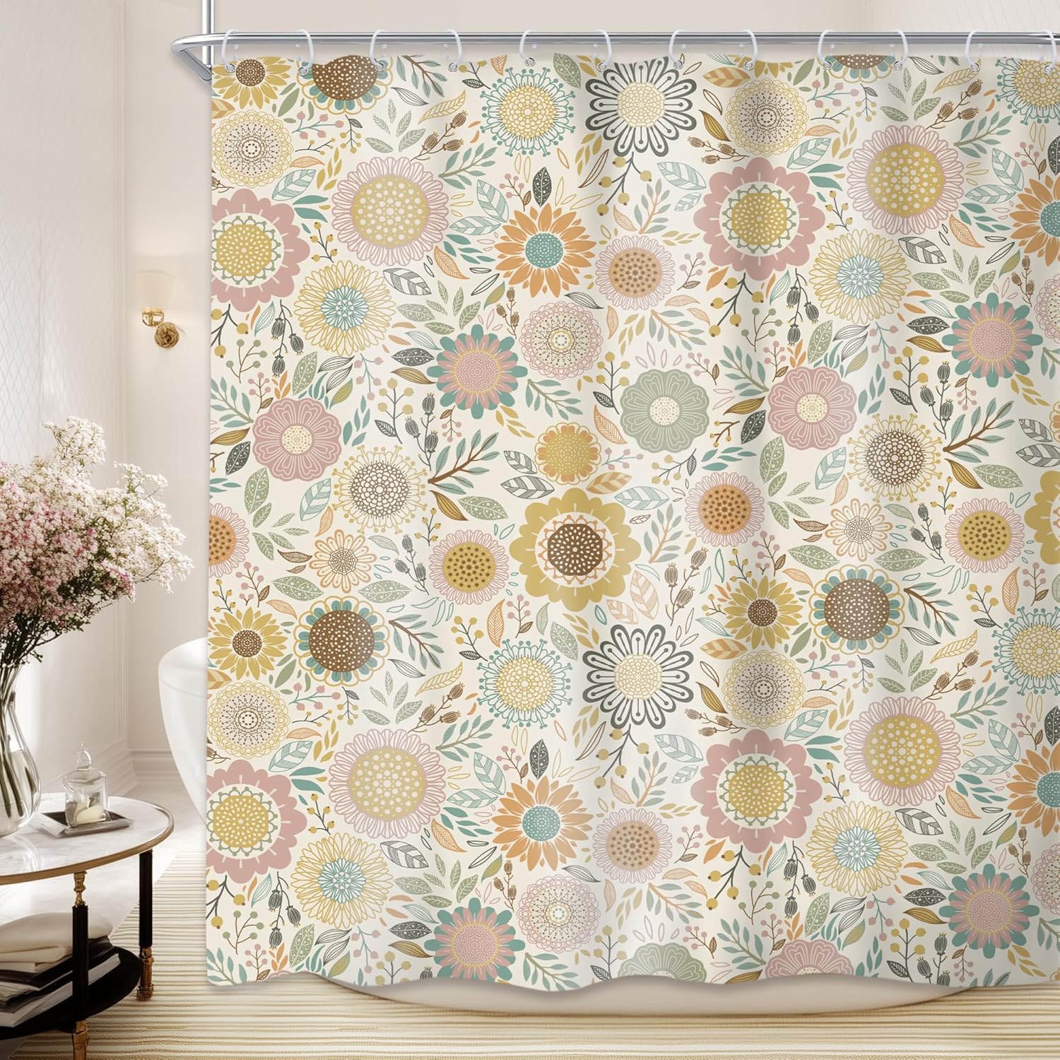 Retro Floral Shower Curtain Colorful Daisy Pattern Leaf Motif Bohemian Design Waterproof Bath Linen Home Decor Item W60H190(CM)-1 Pcs
Retro Floral Shower Curtain Colorful Daisy Pattern Leaf Motif Bohemian Design Waterproof Bath Linen Home Decor Item W60H190(CM)-1 Pcs