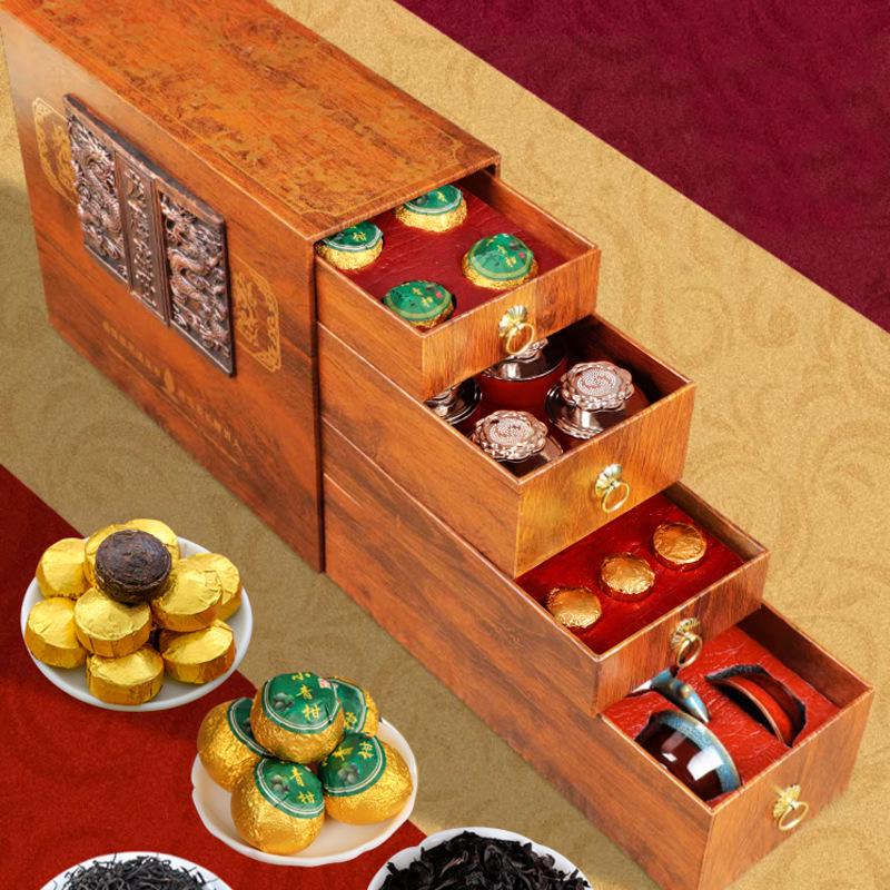 Подарочная коробка для премиального чая: Улун, Черный, Пуэр и Жасмин - Коллекция «Тысяча ли рек и гор»