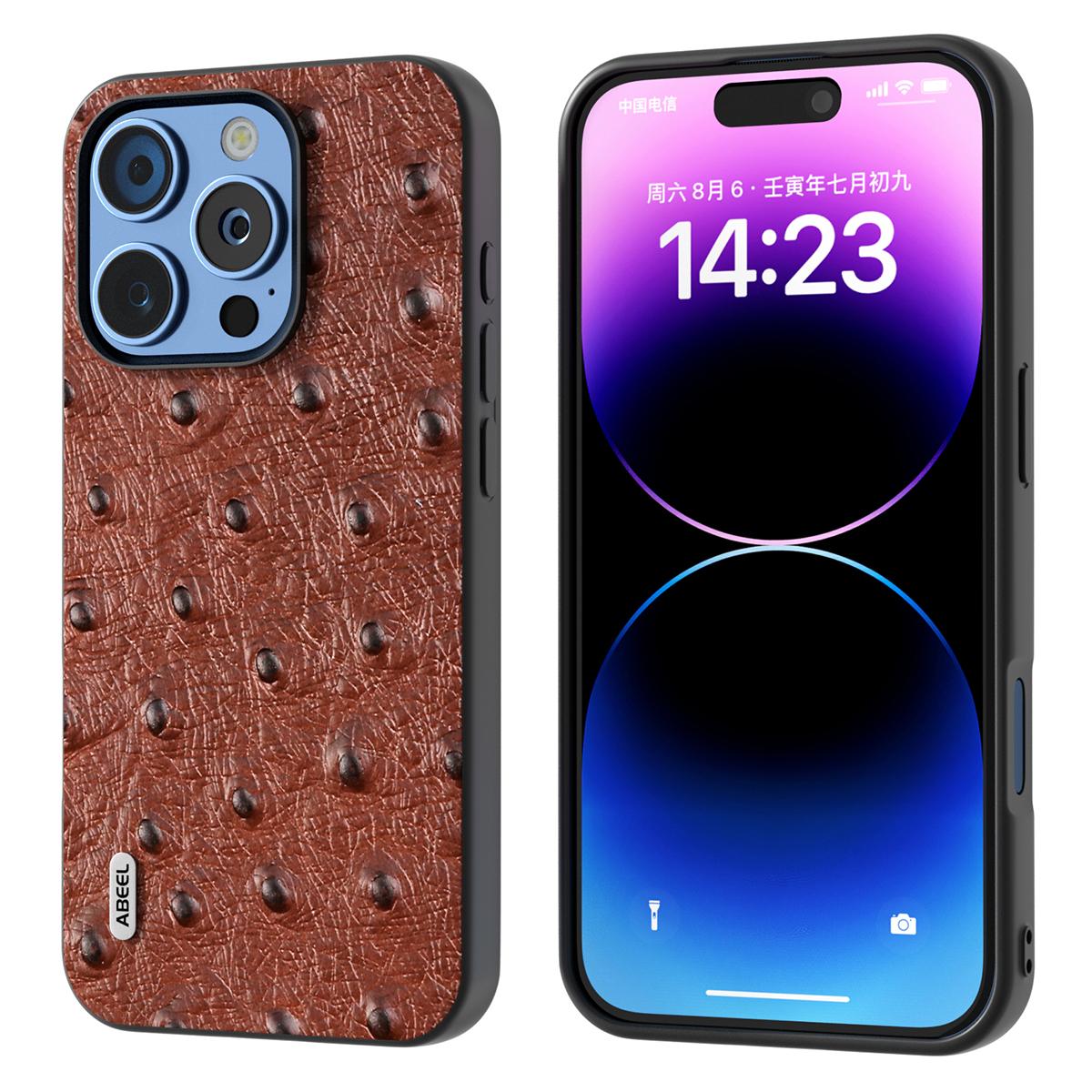 ABEEL For iPhone 16 Pro Case Ostrich Texture Genuine Cow Leather Back Phone Cover Coffee
ABEEL For iPhone 16 Pro Case Ostrich Texture Genuine Cow Leather Back Phone Cover Coffee