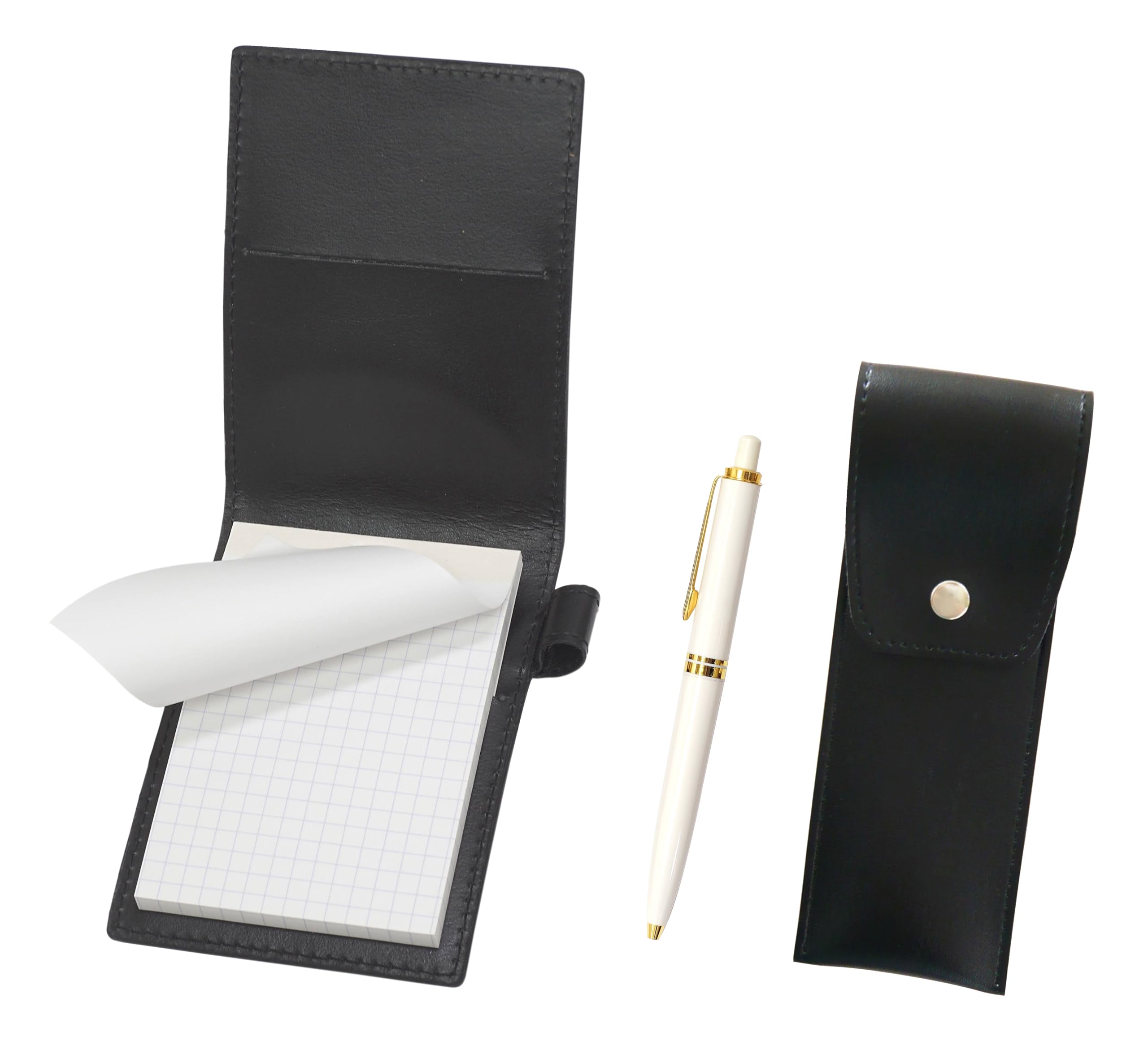 Recycled cowhide mini notebook cover black with round button pen case black Euro style brass parts knock type ballpoint pen set white
Recycled cowhide mini notebook cover black with round button pen case black Euro style brass parts knock type ballpoint pen set white