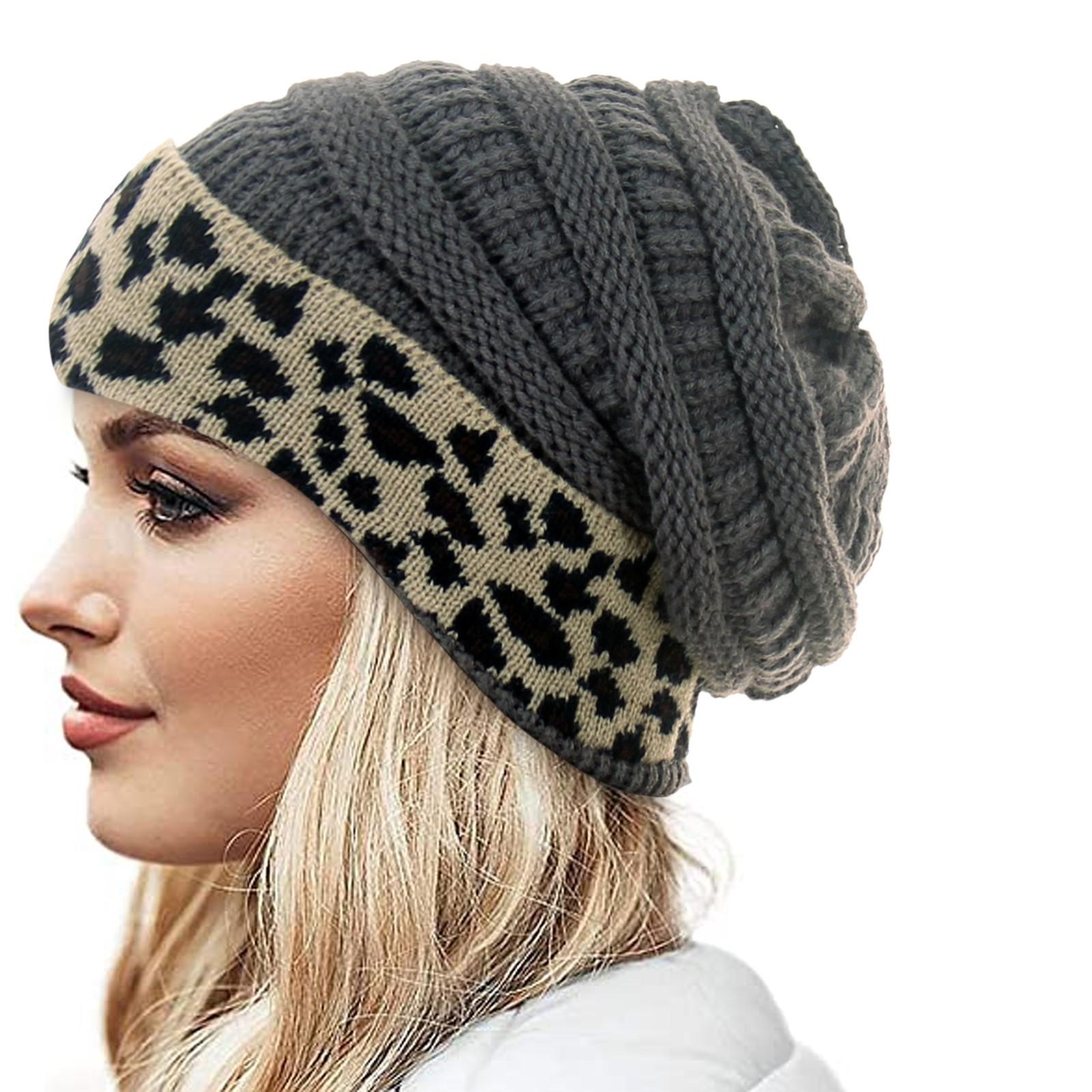 (SU)Женские вязаные зимние унисекс толстые теплые шапки с леопардовой флисовой подкладкой
(SU)Женские вязаные зимние унисекс толстые теплые шапки с леопардовой флисовой подкладкой