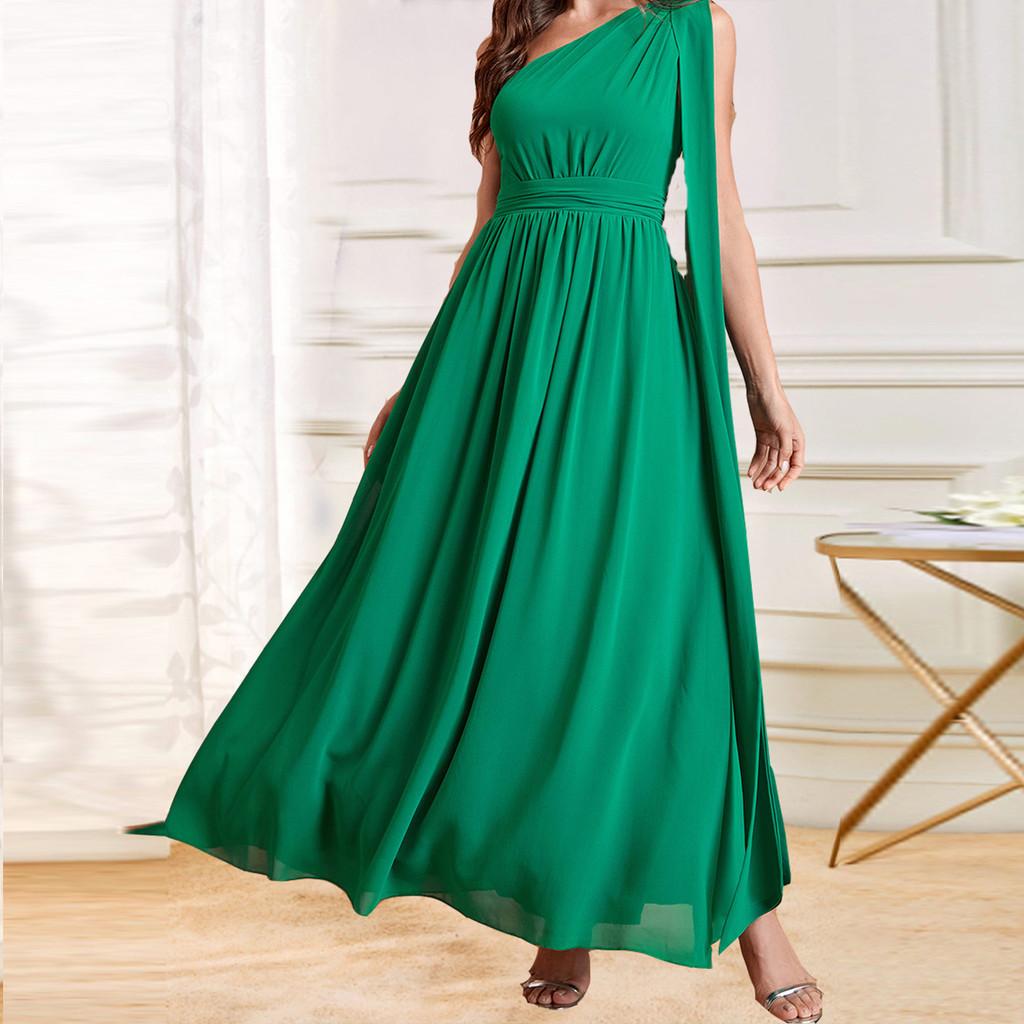 Women Elegant One Sleeve Sleeveless Pleat Maxi Long Dress Bride Bridesmaids Wedding Party Gowns
Women Elegant One Sleeve Sleeveless Pleat Maxi Long Dress Bride Bridesmaids Wedding Party Gowns