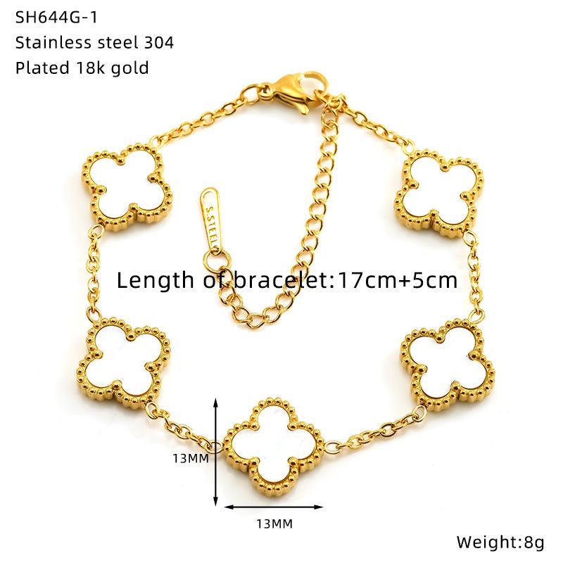 Браслет из титановой стали с гальваническим покрытием в виде цветка и четырехлистного клевера, универсальная высококлассная модная бижутерия, женский браслет
Браслет из титановой стали с гальваническим покрытием в виде цветка и четырехлистного клевера, универсальная высококлассная модная бижутерия, женский браслет