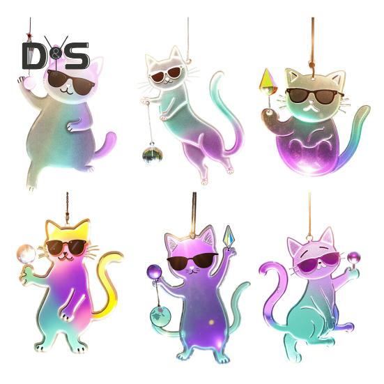 6 шт. Кошка-ловец солнца 2D плоская акриловая подвеска в виде котенка кошки в солнцезащитных очках подвесные украшения для дома, окна, сада Six-piece set
6 шт. Кошка-ловец солнца 2D плоская акриловая подвеска в виде котенка кошки в солнцезащитных очках подвесные украшения для дома, окна, сада Six-piece set
