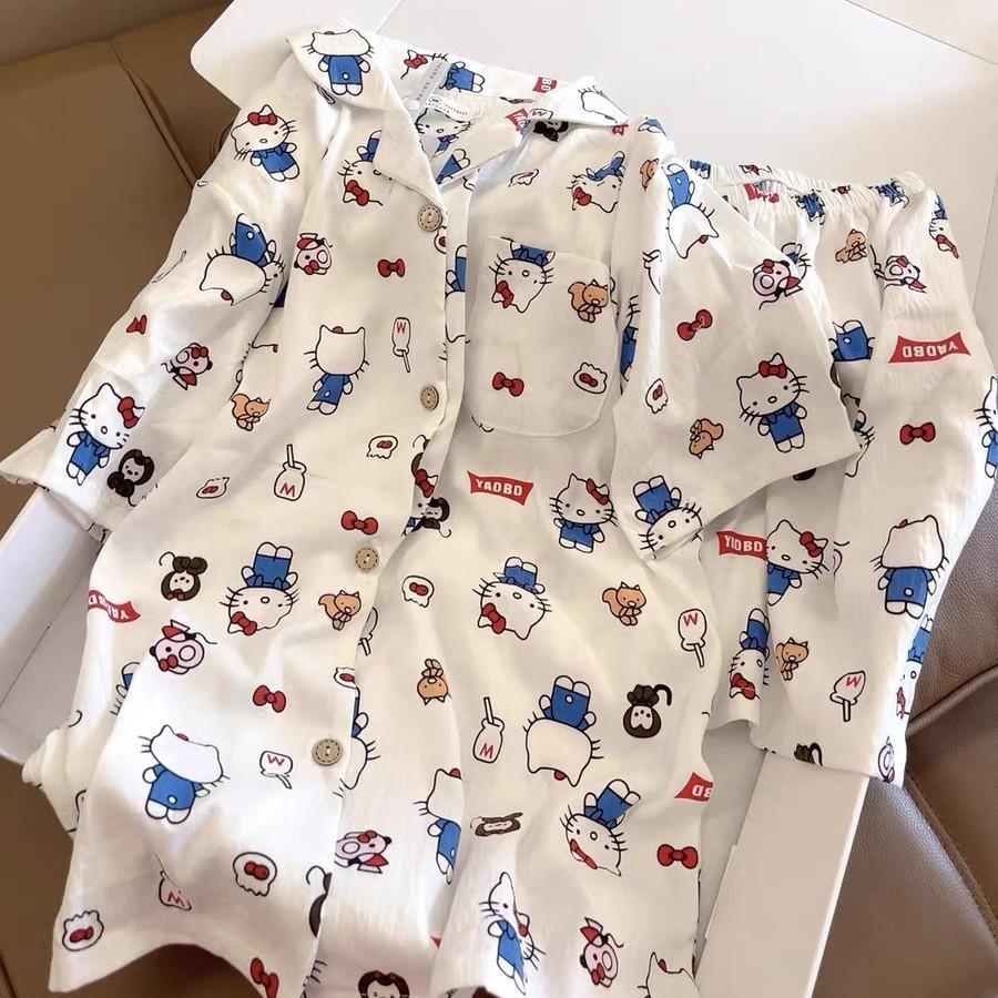Soft cute princess style Hello Kitty pajamas women s summer short-sleeved shorts cardigan two-piece set girls can wear loungewear S
Soft cute princess style Hello Kitty pajamas women s summer short-sleeved shorts cardigan two-piece set girls can wear loungewear S