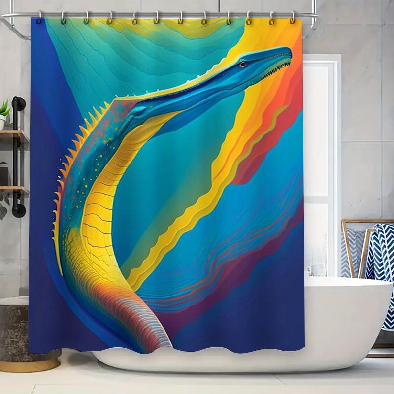 Stylish Shower Curtain featuring a vibrant dinosaur design for modern bathrooms Waterproof fabric with durable hooks included. 90x180cm
Stylish Shower Curtain featuring a vibrant dinosaur design for modern bathrooms Waterproof fabric with durable hooks included. 90x180cm